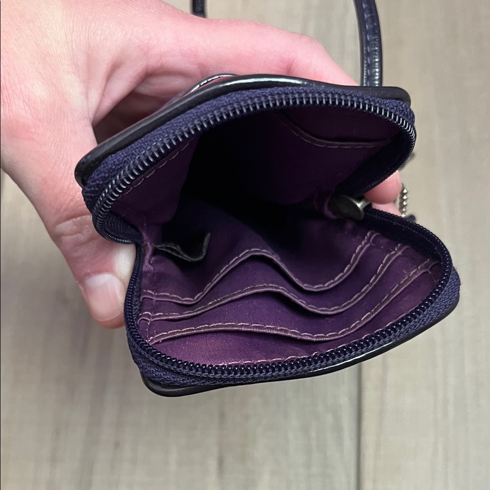 Coach Purple Plaid Poppy Phone Wristlet - Picture 3 of 3